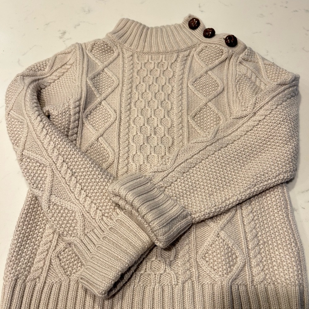 Jacadi Cream Cable Knit Turtleneck Sweater - Picture 3 of 7